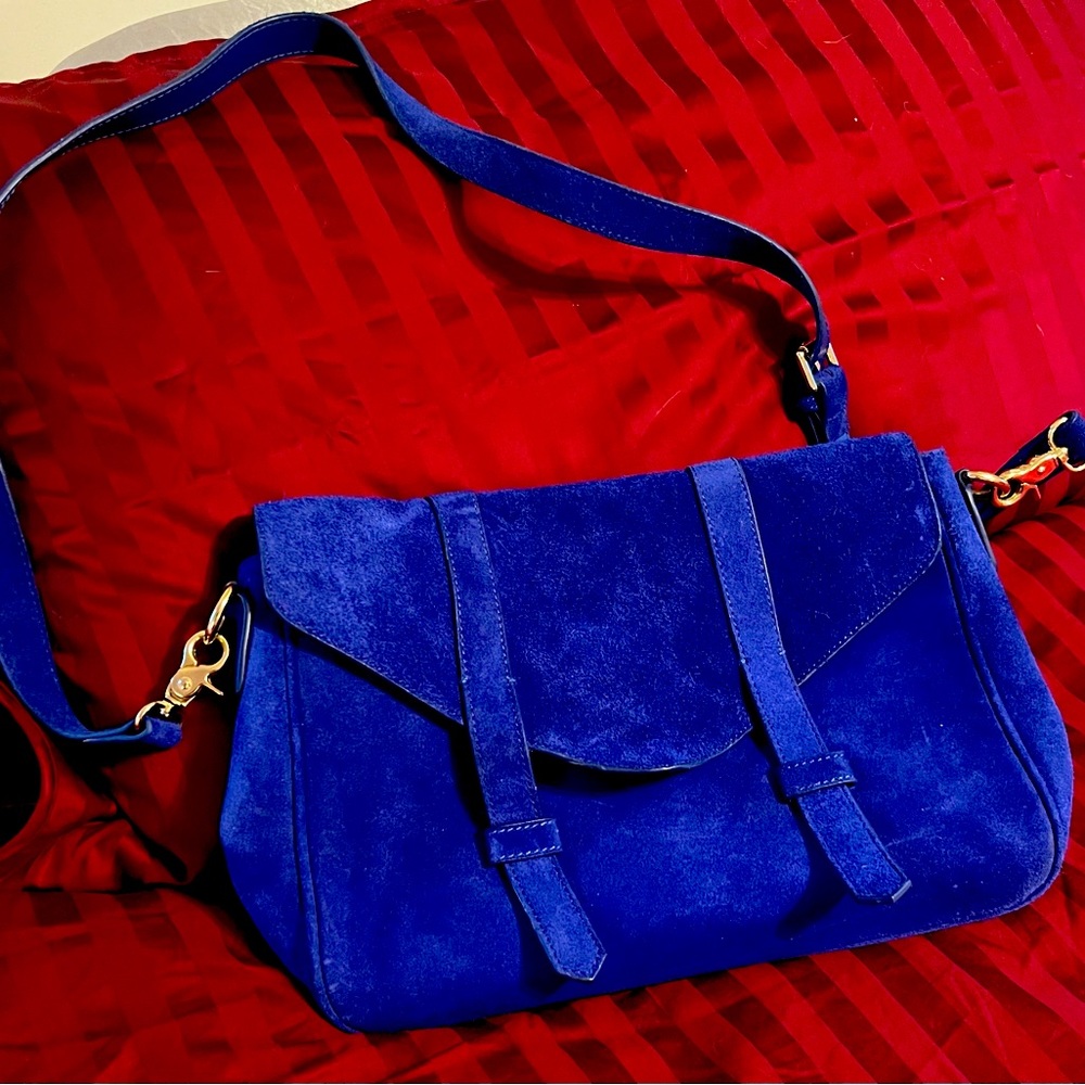 Violeta Messenger Bag. Royal blue suede - Picture 1 of 3